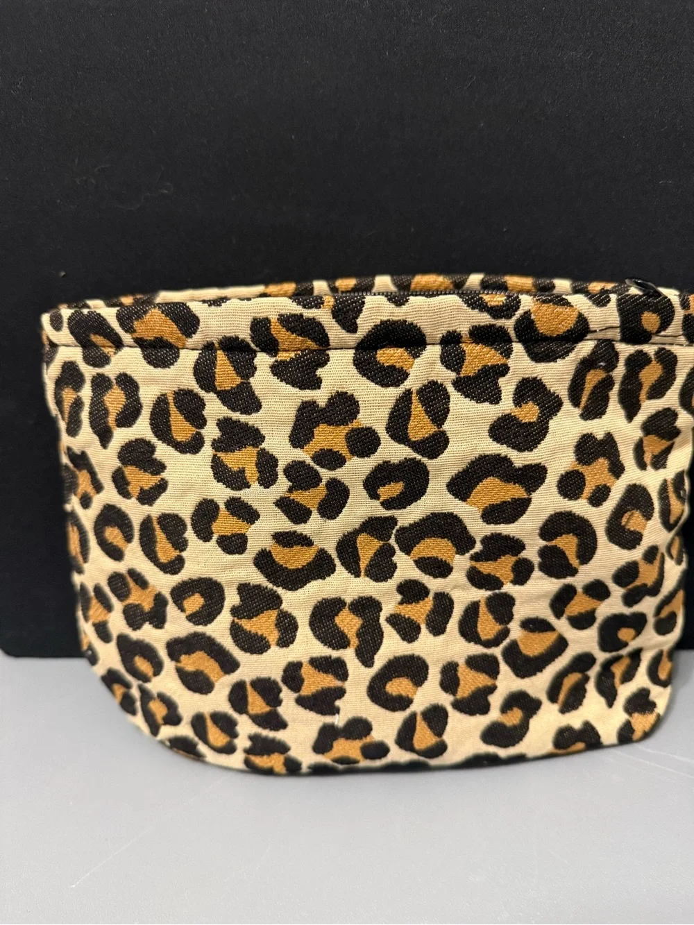 Pleasant Time Leopard Print Cosmetic Pouch - Tan & Black